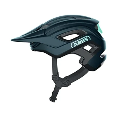Image de ABUS MTB Helm Cliffhanger Casque de vélo pour les trails exigeants avec grandes ouvertures d&#039;aération &amp; système lanière TriVider hommes et femmes Bleu/vert menthe, taille M