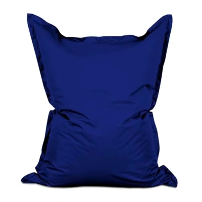 Image de Lumaland Pouf géant de Luxe intérieur et extérieur XXL avec Housse Lavable 140cm x 180cm Grand Coussin d&#039;assise Sac Rechargeable incluant 380 litres Billes EPS [Bleu foncé]