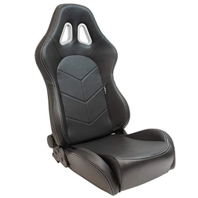 Image de AUTO STYLE Siège baquet &#039;TN&#039; Simili Cuir Noir + Surpiqûres argent Dossier régable incl. glissières