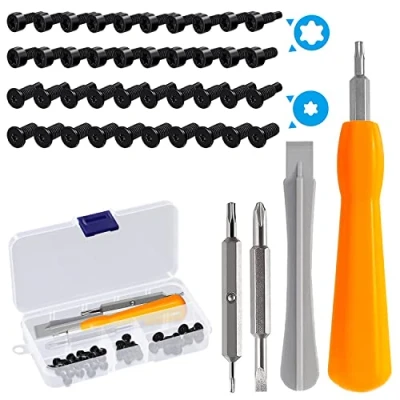 Image de Kit de remplacement sonnette porte avec 40 vis sonnette, double extrémité T6 T15 tournevis pour vidéo, changement batterie (boîte transparente)
