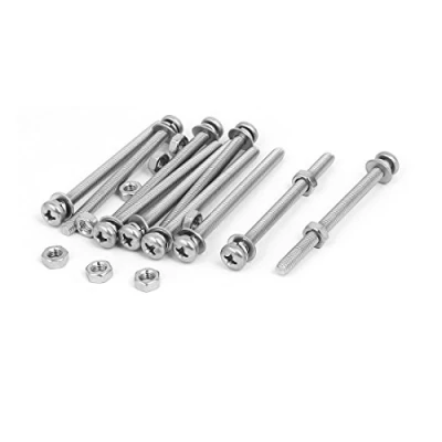 Image de sourcing map M4 x 55mm Tête Cruciforme Vis Ecrous avec Rondelles 304 acier inoxydable 10 sets
