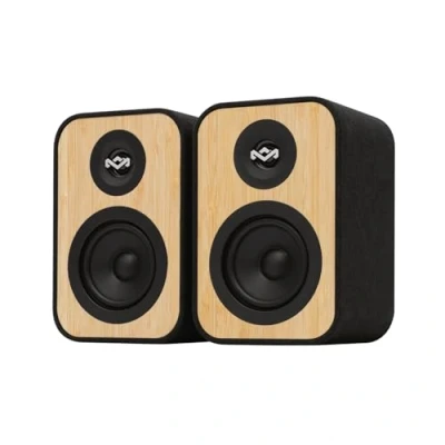 Image de Enceintes Bibliothèque House of Marley Uplift Bluetooth avec Entrée AUX &amp; Câble RCA, Compatibles Smartphone, Platine Vinyle Actives HiFi, Conception Durable