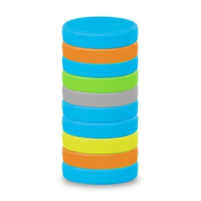 Image de MAUL Aimant Néodyme en Forme de Pastille, Lot 10 Aimants Ronds au Revêtement Silicone, design Moderne, 18 x 4 mm, Charge Jusqu&#039;à 0, 8 kg, Multicolore
