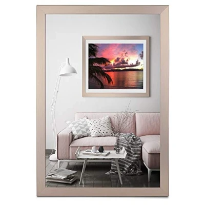 Image de Cadre photo 10 x 15 cm blanc en bois acrylique portrait décoratif sans image Alice, Bois, bronze, 45 60