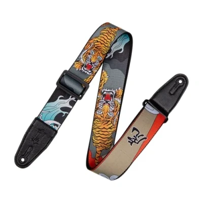 Image de Levy&#039;s MPD2 Sangle de Guitare en Polyester Tigre Traditionnel Japonais 5,1 cm Large, Traditional Japanese Tiger Motif, Taille Unique Mixte