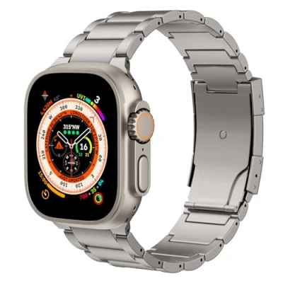 Image de MoKo Bracelet en Titane Compatible avec Apple Watch Ultra2 49mm 46mm 45mm 44mm 42mm,Bracelet de Remplacement Métal Boucle Déployante pour iWatch Ultra SE2 SE Series 10 9 8 7 6 5 4 3 2 1,Titane