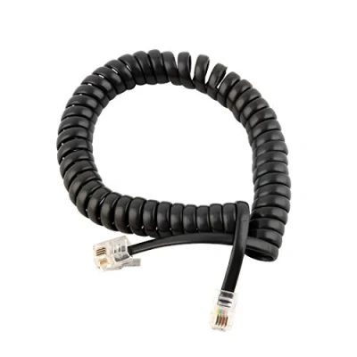 Image de sourcing map Combiné téléphonique enroulé en Spirale Prise RJ11 4P4C Téléphone Câble Extension Ligne Noir