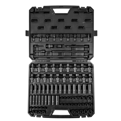 Image de VEVOR Jeu de Douilles à Choc 3/8&quot; Impact Métriques et Impériales 6 Pans en Acier Allié CR Mo Dureté HRC 42 48 Solide Repère Taille Facile avec Mallette Transport pour Réparation Auto