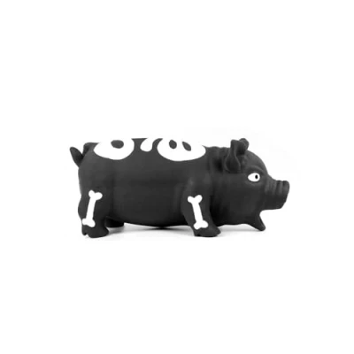 Image de Record Jeu pour Chiens en Latex avec Squeaker Horror Cochon Squelette Jouet Interactif Animaux Matériau Résistant Couleur Noir Taille : 22 cm