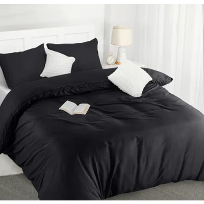 Image de Utopia Bedding Housse de Couette 230x220 cm avec 2 Taies d&#039;oreiller 50x75 (Noir) Parure Lit 220 x 230 Ensembles Housses en Microfibre brossée Douce