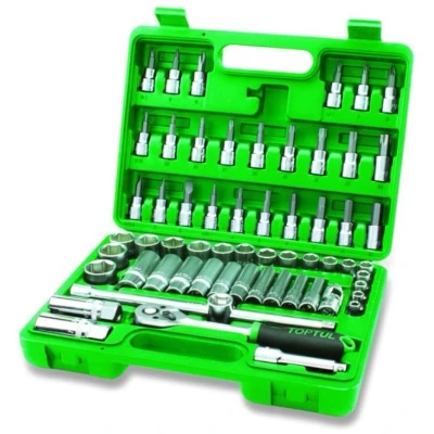 Image de TOPTUL GCAI6001 Jeu de douilles 60 Cruciforme (PH), hexagonale, Pozidriv (PZ), Torx, Fente 3/8 avec fonction crantage