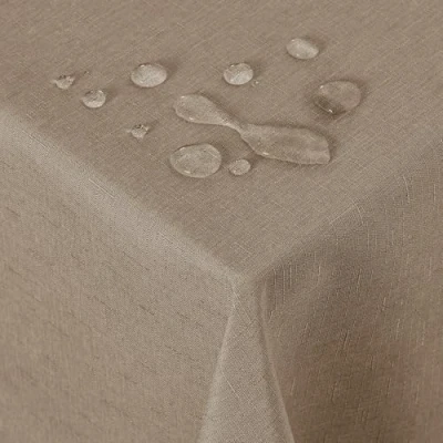 Image de Deconovo Nappe Rectangulaire Impermeable Effet Lin pour Table 140x240cm Taupe