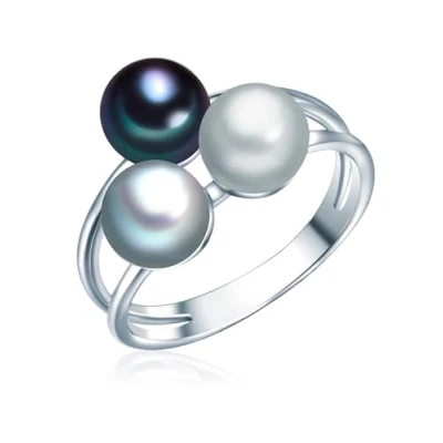Image de Valero Pearls Bague avec Perle pour Femme en 925/ Argent sterling de culture d&#039;eau douce env. 8,0 9,0 mm