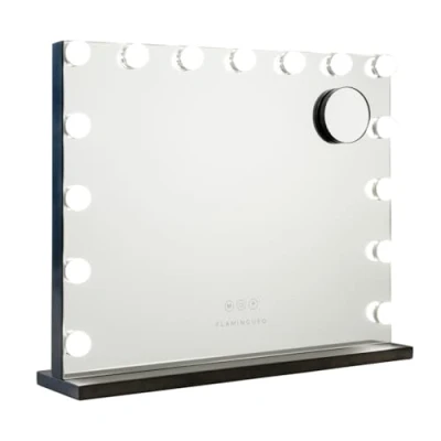 Image de Flamingueo Miroir Coiffeuse LED 15 Lumières, Maquillage Lumineux 3 Modes, Hollywood, Contrôle Tactile, Lumineux, Noir