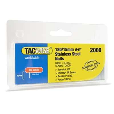 Image de Tacwise 1509 Clous Brad 18G en Acier Inoxydable de Type 180/15 mm, Boîte 1.000