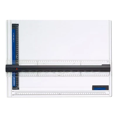 Image de Staedtler Mars 661, Planche à dessin A3 en plastique anti choc, Indéformable et lavable, Avec règle parallèle fixe support, Fournie dans un étui carton, 661