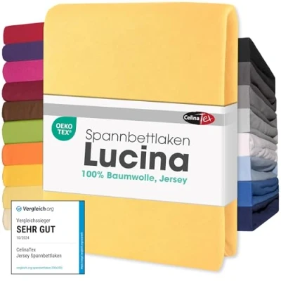 Image de CelinaTex Lucina Drap Housse Coton 2er Set 140x200 160x200 cm Jaune crème
