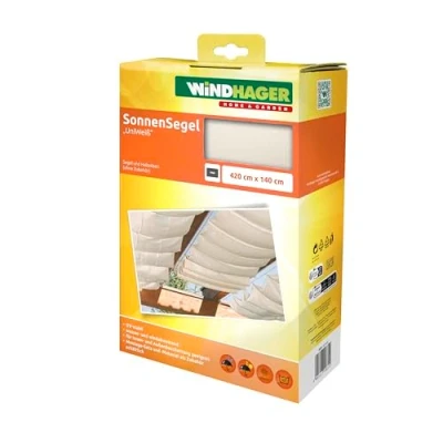Image de Windhager Voile d&#039;ombrage Coulissante sur Câbles, Pare Soleil pour la Technique de Tension Corde, Idéale Pergola Ou Véranda, 4, 2 x 1, 4 m, uni Blanc, 10872
