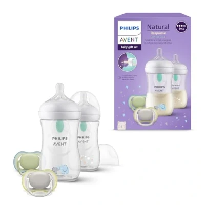 Image de Philips Avent Kit biberons Natural Response: 2 anti coliques 260 ml avec tétines T3 (1 mois +), sucettes ultra air (modèle SCD657/12)