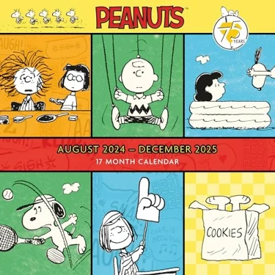 Image de Calendrier mural 2025 Peanuts 17 mois d&#039;août 2024 à décembre avec affichage mensuel