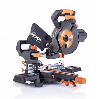 Image de Evolution 047 0003A (R185SMS+) Scie à onglet avec coupe universelle 45, guide laser 50 lame universelle, noir