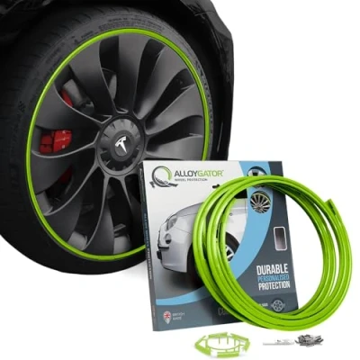 Image de AlloyGator Protège jantes Vert pour roues jusqu&#039;à 15&quot; Convient à toutes les voitures Compatible Tesla durable Garde Disponible en 15 couleurs
