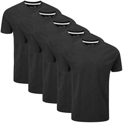 Image de Charles Wilson Pack de 5 T Shirts Unis à Col Rond (Large, Plain Black)