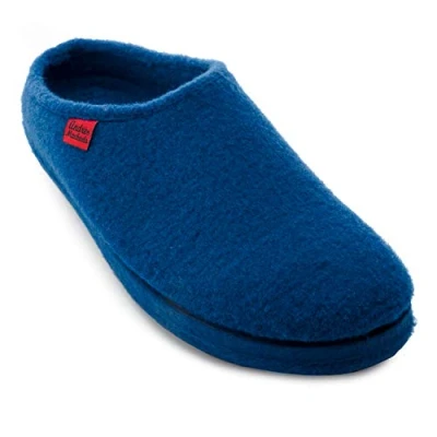 Image de Andrés Machado Chaussons pour Homme et Femme l&#039;Hiver Slippers AM001 Tissu Doublure en Feutre Pantoufles Unisex Semelle de Marche Caoutchouc Bleu, EU 46