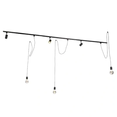 Image de QAZQA cavalux jeana Système sur rail spot luminaire plafond, plafonnier compatible pour led 3 lumière L 285 cm Noir Moderne éclairage intérieur Salon I Chambre Cuisine Salle à manger