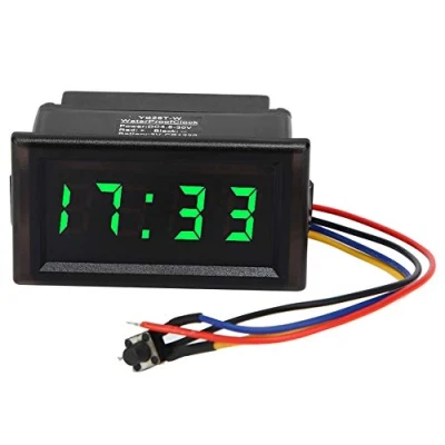 Image de EBTOOLS horloge électronique multi fonctionnelle, automatique LED de voiture étanche à la poussière imperméable l&#039;eau CC 4.5 30V pour l&#039;affichage camion(GREEN)