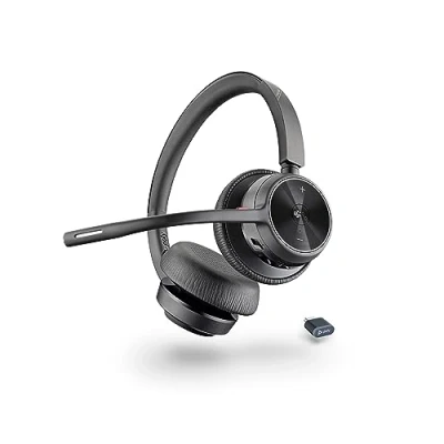 Image de Micro casque sans fil Poly Voyager 4320 UC casques binauraux avec perche microphone antibruit Connexion à un PC/Mac/Téléphone portable via Bluetooth Fonctionne Teams (certifié), Zoom