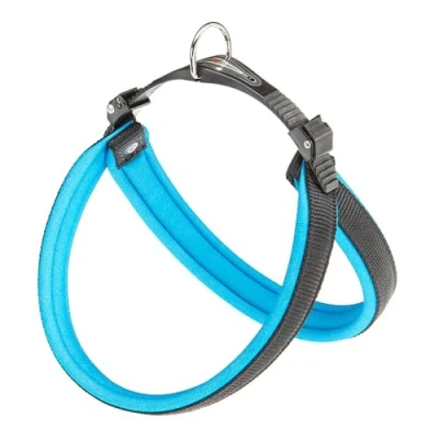 Image de Ferplast Harnais pour Chiens de Taille Moyenne Chien AGILA Fluo 3 avec Rembourrage Doux, système dégagement et d&#039;attache Rapide, Tour Poitrine 42 50 cm. Bleu