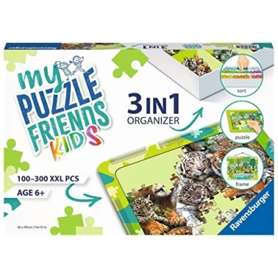 Image de Ravensburger 13265 Organiseur 3 en 1 pour Puzzle d&#039;enfants Vert Rangement Enfants à partir de 6 Ans, avec Tapis Puzzle, Plateau tri et Cadre Puzzle.