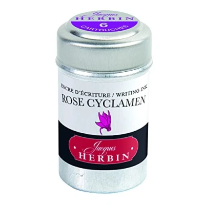 Image de Jacques Herbin 20166T Une boite de 6 cartouches d&#039;encre pour stylo plumes et stylos roller (produit sans emballage objectif zéro déchet), Rose cyclamen
