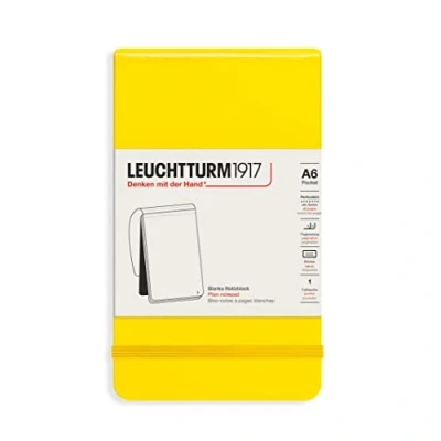 Image de LEUCHTTURM1917 364404 Bloc notes Pocket (A6), couverture rigide, 184 pages numérotes, citron, blanc