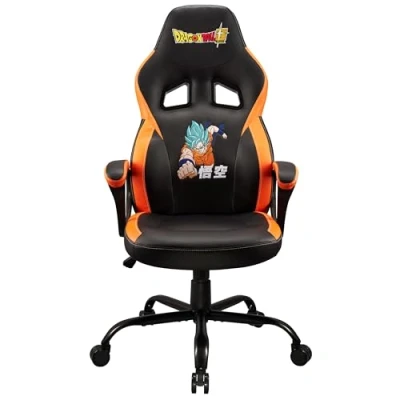 Image de Dragon Ball Z chaise gaming ou de bureau, fauteuil gamer pop DBZ pour adolescent adulte, appui tête et accoudoirs intégrés, dossier ergonomique, réglable Noir