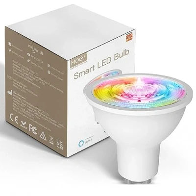 Image de MOES Ampoule LED intelligente ZigBee 5W GU10 RGB et blanc froid, dimable, appli commande vocale, compatible Alexa Google, 2200 6500K 345lm (hub requis)