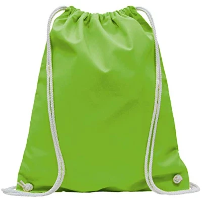 Image de ELES VIDA Lot de 10 sacs en coton 38 x 42 cm Sac sport à dos tissu gym Certifié Oeko Tex ® courses peindre, vert clair,