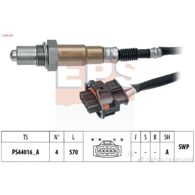 Image de EPS 1.998.264 Sonde lambda Made in Italy OE Equivalent chauffé, planaire, Filetage prégraissé OPEL: Corsa D 3/5 portes, Meriva A, Zafira A