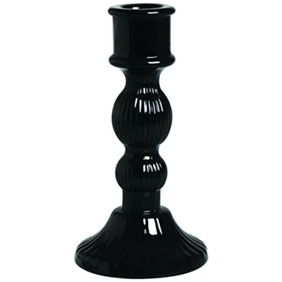 Image de Excelsa Scratch Bougeoir, Verre, 8 x 15 cm 8x15x8 Spruzzato Nero