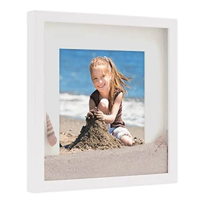 Image de PHOTOLINI Cadre Photo 3D à remplir 40 x cm Blanc, boîte Profond avec Passe Partout, pour Objets jusqu&#039;à 1,5 cm, Bois MDF, Verre Les Loisirs créatifs &amp; comme Cadeau