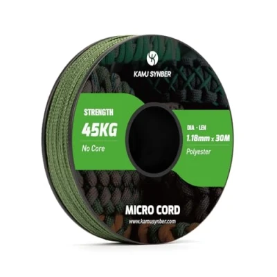 Image de Kamu Synber Micro Corde 1.18mm Paracorde Tresse 30m Bobine pour Bijoux, Bracelet, Pêche, Bricolage Supporte 45kg Vert Forêt