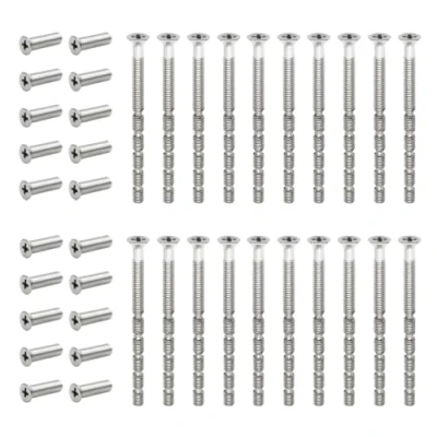 Image de GOIYZTTR 20 Paires Vis de Connexion avec Manchons Kit, M4 Poignée Porte Métal Manchon Boulon pour Meuble Poignées