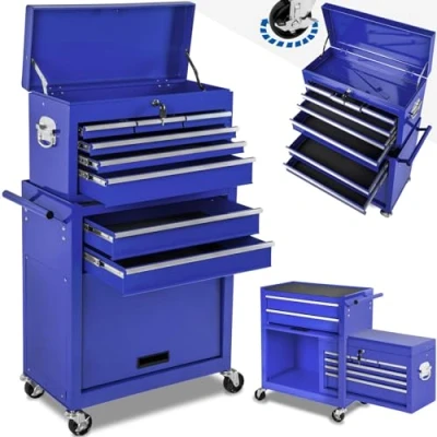 Image de TecTake® Chariot d&#039;atelier Metallique Servante Vide Trolley Professionnel 10 Tiroirs et Compartiments spacieux Verrouillables a Roulette pour Rangement Atelier Garage Bleu