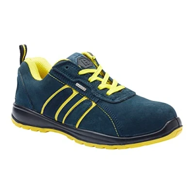 Image de Baskets de sécurité légères Hudson Blackrock Hommes embout acier Chaussures sécu semelle interm protection pro Femmes, bleues/jaunes 38 EU