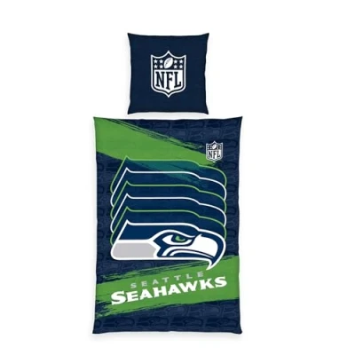 Image de Herding Linge de lit Seahawks, NFL, taie d&#039;oreiller env. 80x80 cm, Housse Couette 135x200 avec Fermeture éclair Marque, 100% Coton/rencé