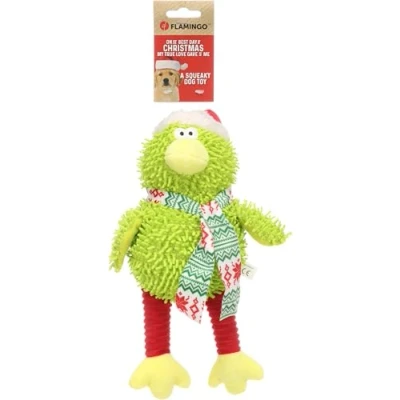 Image de Flamingo Jouet de Noël pour Chien Viviana Oiseau Vert 21x11x31cm avec couinement