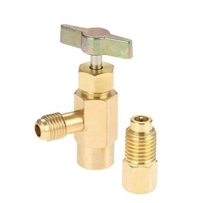Image de SURIEEN R1234yf,Déflecteur de robinet auto scellant,F 1/4 SAE 1/2 Acme,Outil soupape à filetage gauche,Décapsuleur avec adaptateur F vers M Acme pour tuyau chargement R134a R12 R22