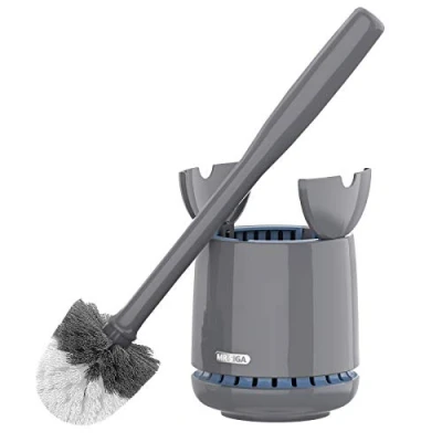 Image de MR.SIGA Brosse et Support pour Cuvette de Toilette Premium avec poignée Solide Poils durables Le Nettoyage la Salle Bain, Gris