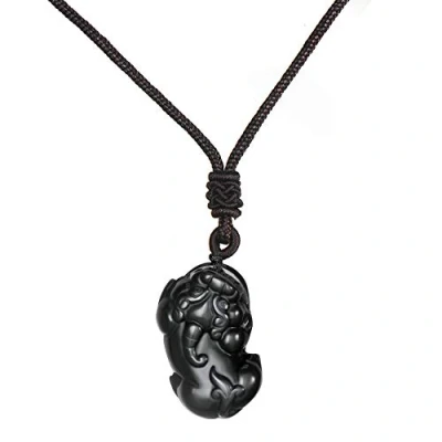 Image de Thajaling Pixiu Pi Yao pendentif obsidienne noire Feng shui amulette Talisman richesse chanceux collier2